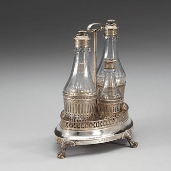 A Swedish 18th century silver cruet-set, makers mark of Pehr Zethelius, Stockholm 1795.