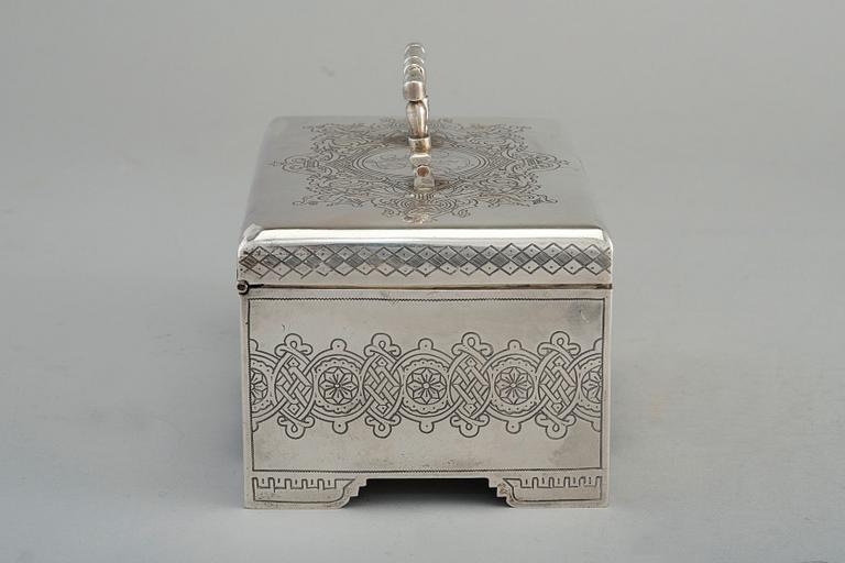 A SUGAR BOX, 84 silver. P. Miljukov Moscow 1894. Weight 539 g.