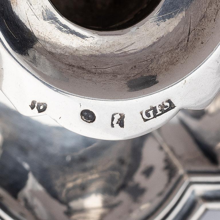 A pair of Swedish 18th century silver chamber-candlesticks, marks of Jürgen Friedrich Sickman, Stockholm 1757.