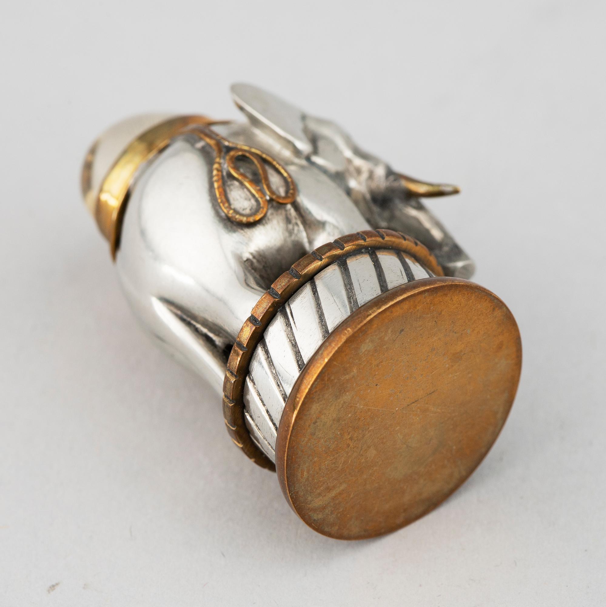 ESTRID ERICSON, a pewter and brass seal stamp, Svenskt Tenn, 1940-50s.