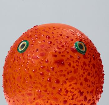 A Peter Pelzel orange glass 'Pulcino' bird, Vistosi, Italy 1960's.
