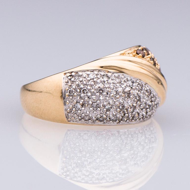 SORMUS, briljantti- ja 8/8-hiotut kirkkaat ja ruskeat timantit, 14K kultaa.