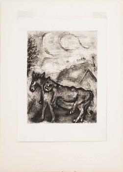 Marc Chagall · MARC CHAGALL, etsning, signerad i trycket. Utförd 1927-30 (utgiven av Teriade, Paris 1952).