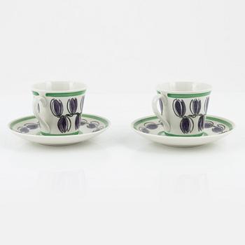 Two 'Delila' porcelain coffeecups with saucers from Upsala Ekeby Gefle.