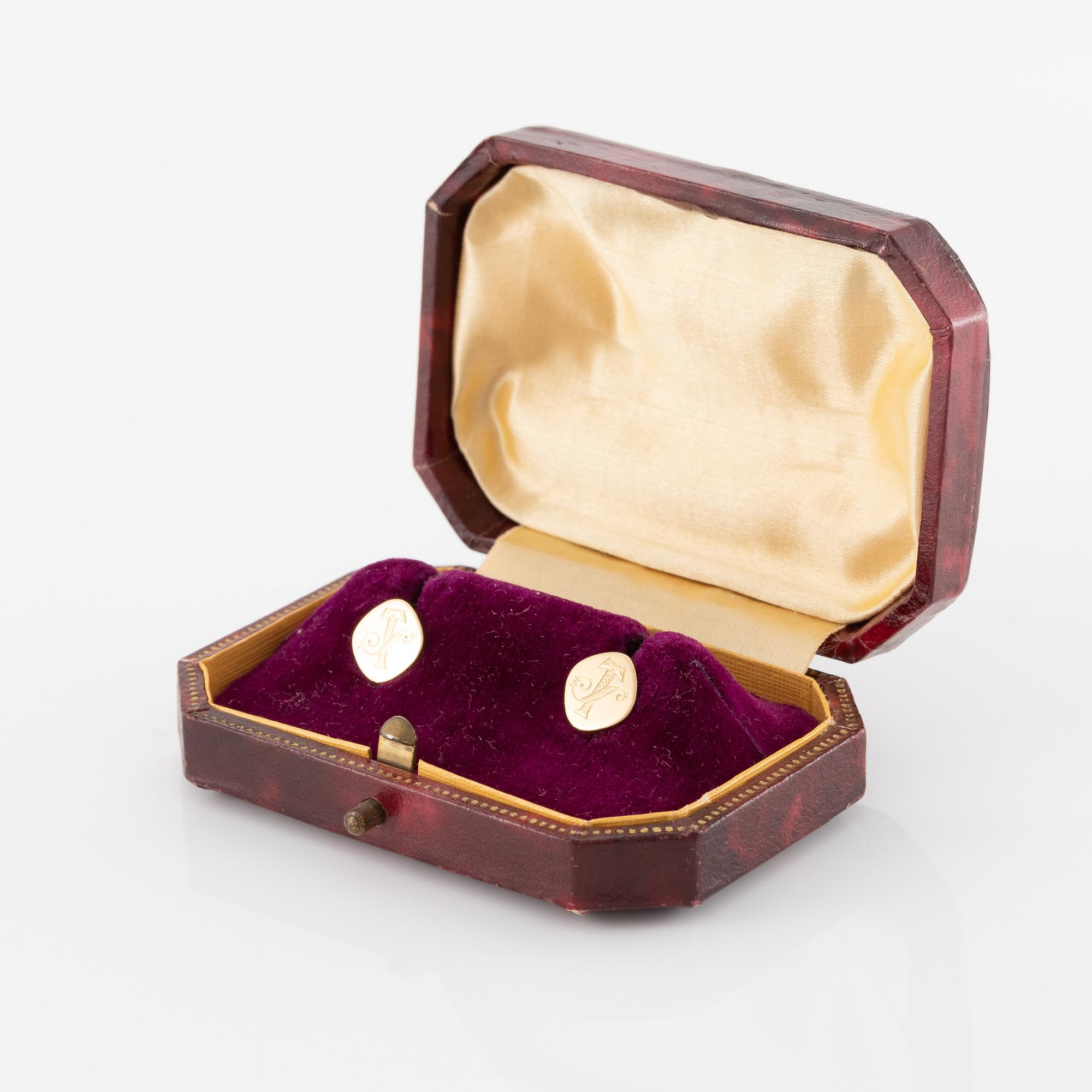 Skjortknappar, 18K guld med monogram.