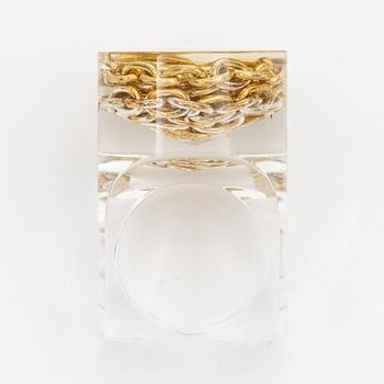 Siv Lagerström, three rings and cufflinks, acrylic plastic, 1970s.