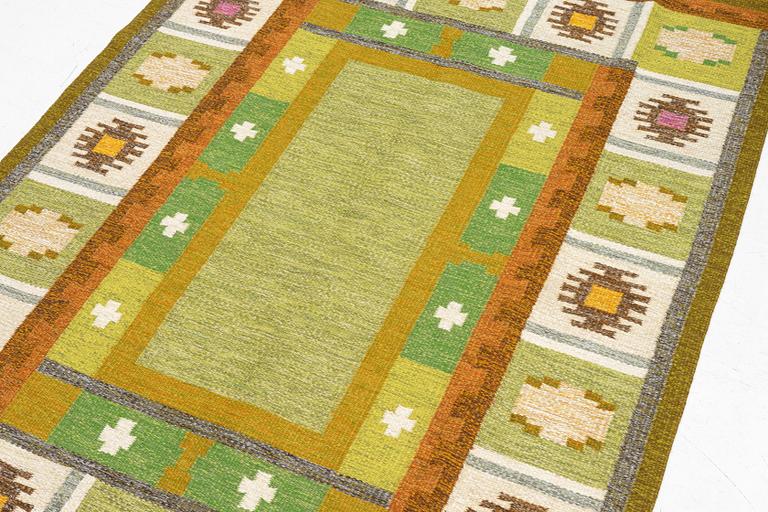 Ingegerd Silow, rug, "Båstad", flat weave, approx. 237 x 168 cm, Signed IS.