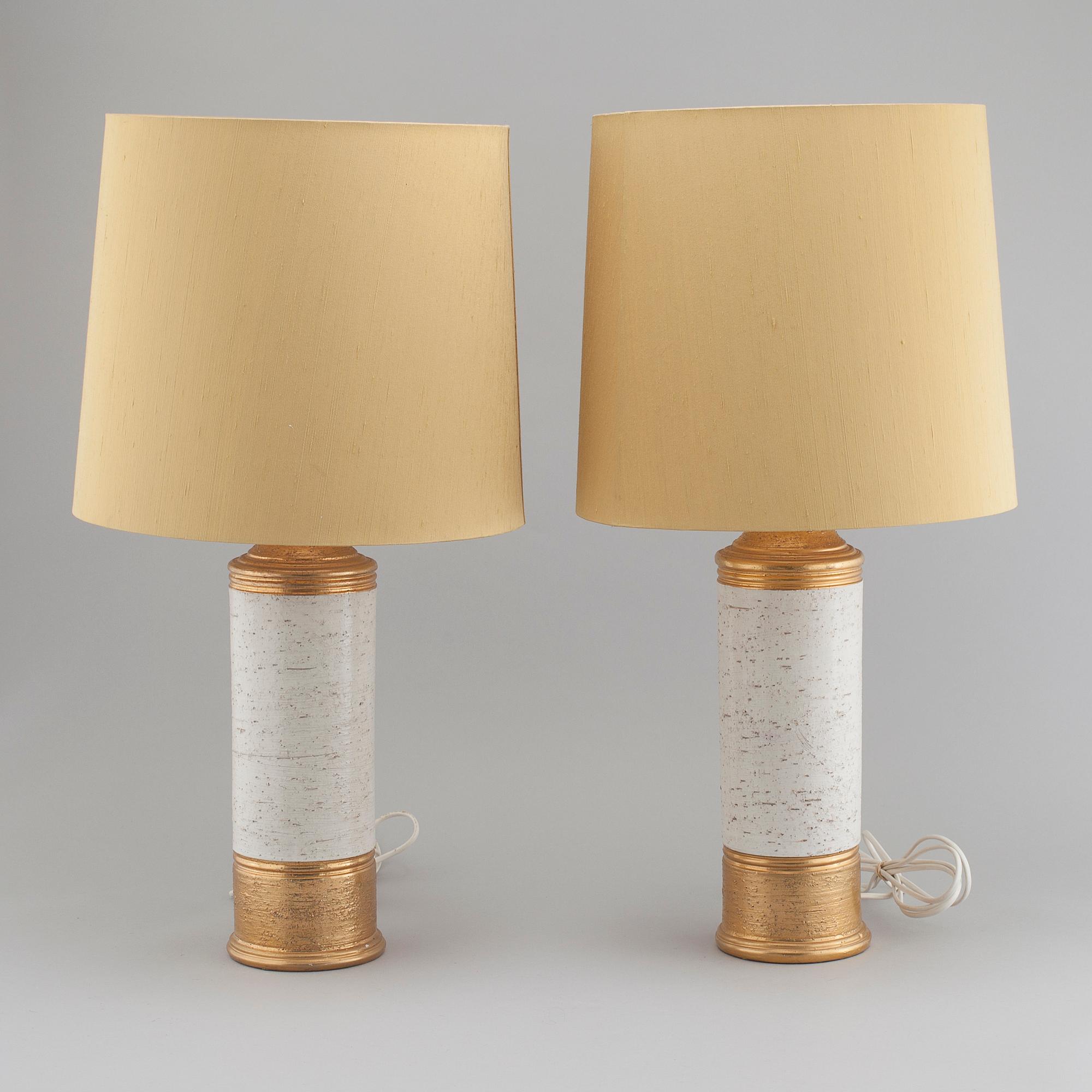 A pair of 1960/70s stoneware table lamps by Bitossi for Bergboms.