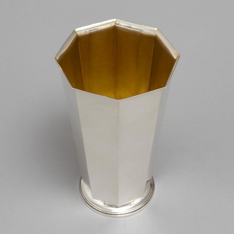 A parcel gilt sterling silver vase by Atelier Borgila, Stockholm 1950.