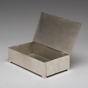 Nils Fougstedt, a pewter, brass and nephrite box, Svenskt Tenn, Stockholm 1944.