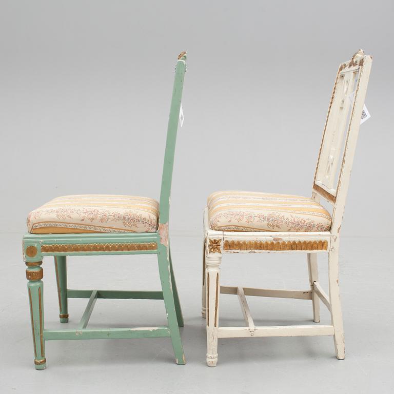 STOLAR, två st, sengustavianska, Lindome, omkring 1800.