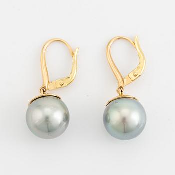 Tahiti pearl earrings.