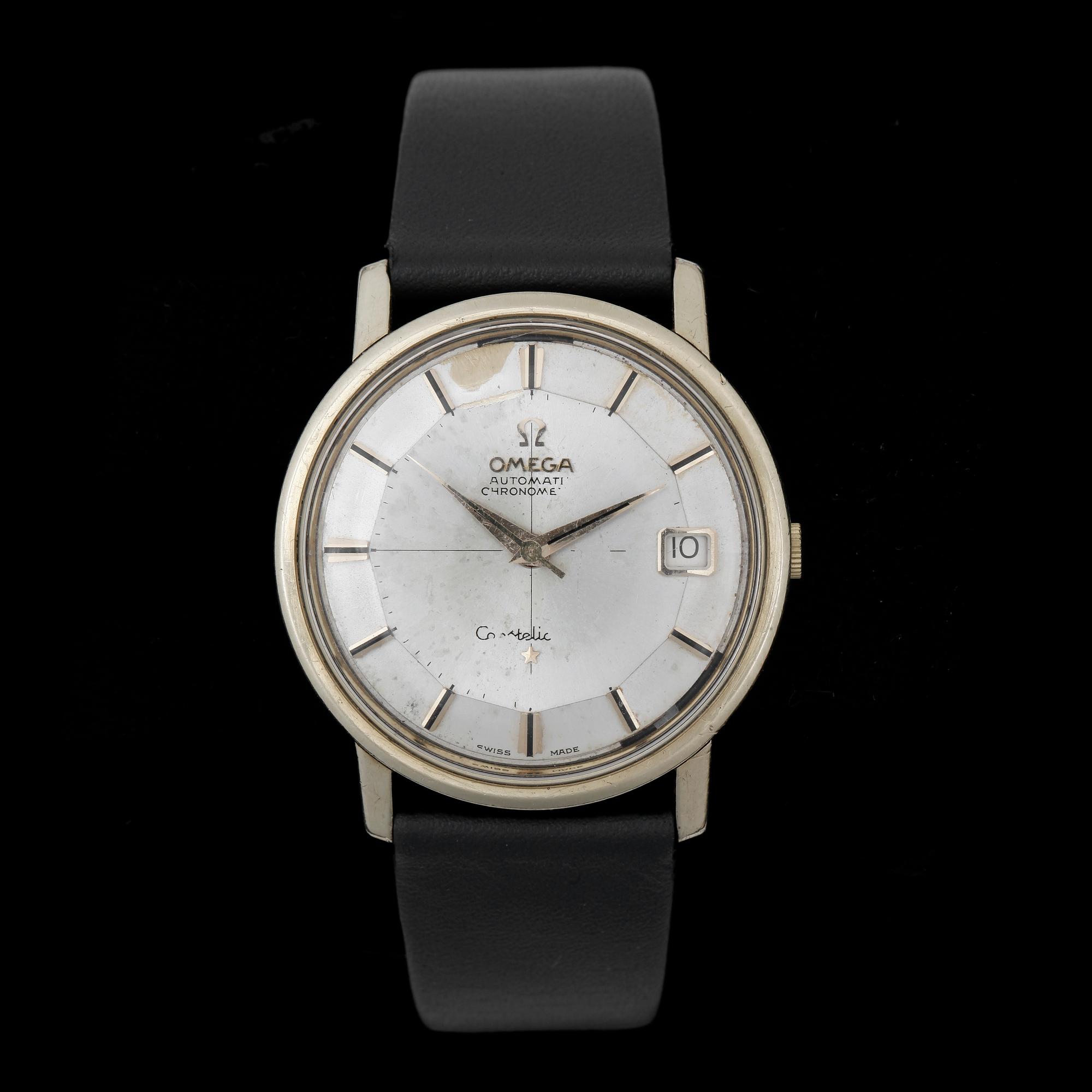 ARMBANDSUR, herr, Omega, "Constellation", automatisk, guld på stål.