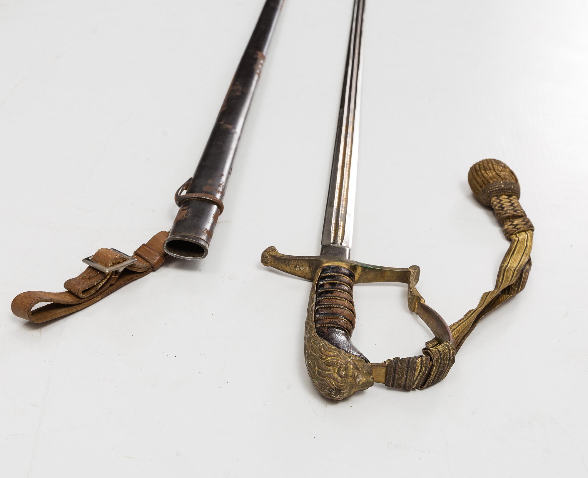 A Swedish officer's sabre 1899 pattern with scabbard.