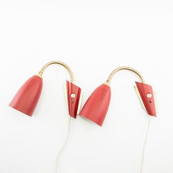 Wall lamps, a pair, mid-20th century.