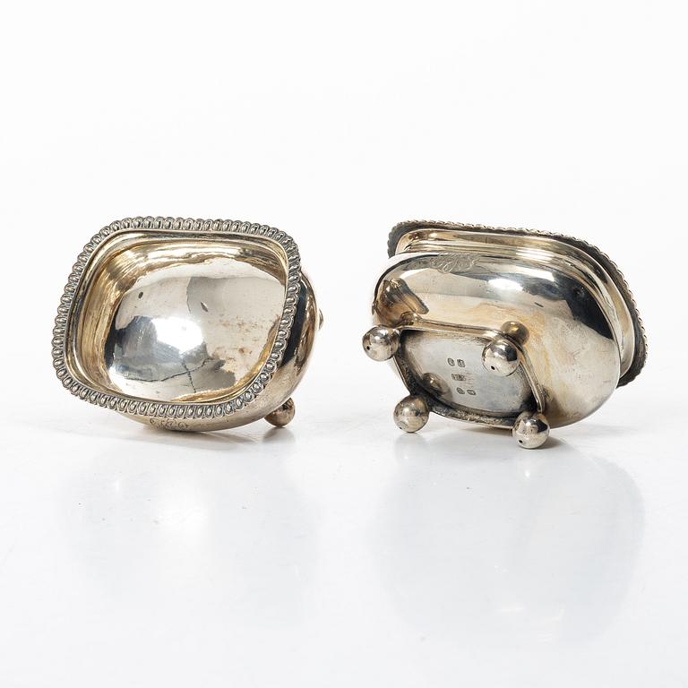 A pair of silver salt cellars, Alexander Hewat, London, England, 1810.