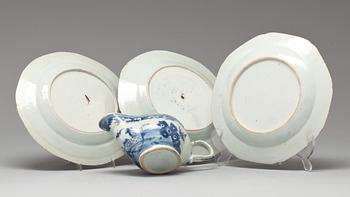 PARTI PORSLIN, 4 delar. Kina, bland annat Qianlong (1736-95).