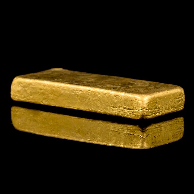 A 23K gold ingot, 1003 g, Ugdo essayeur fondeur.
