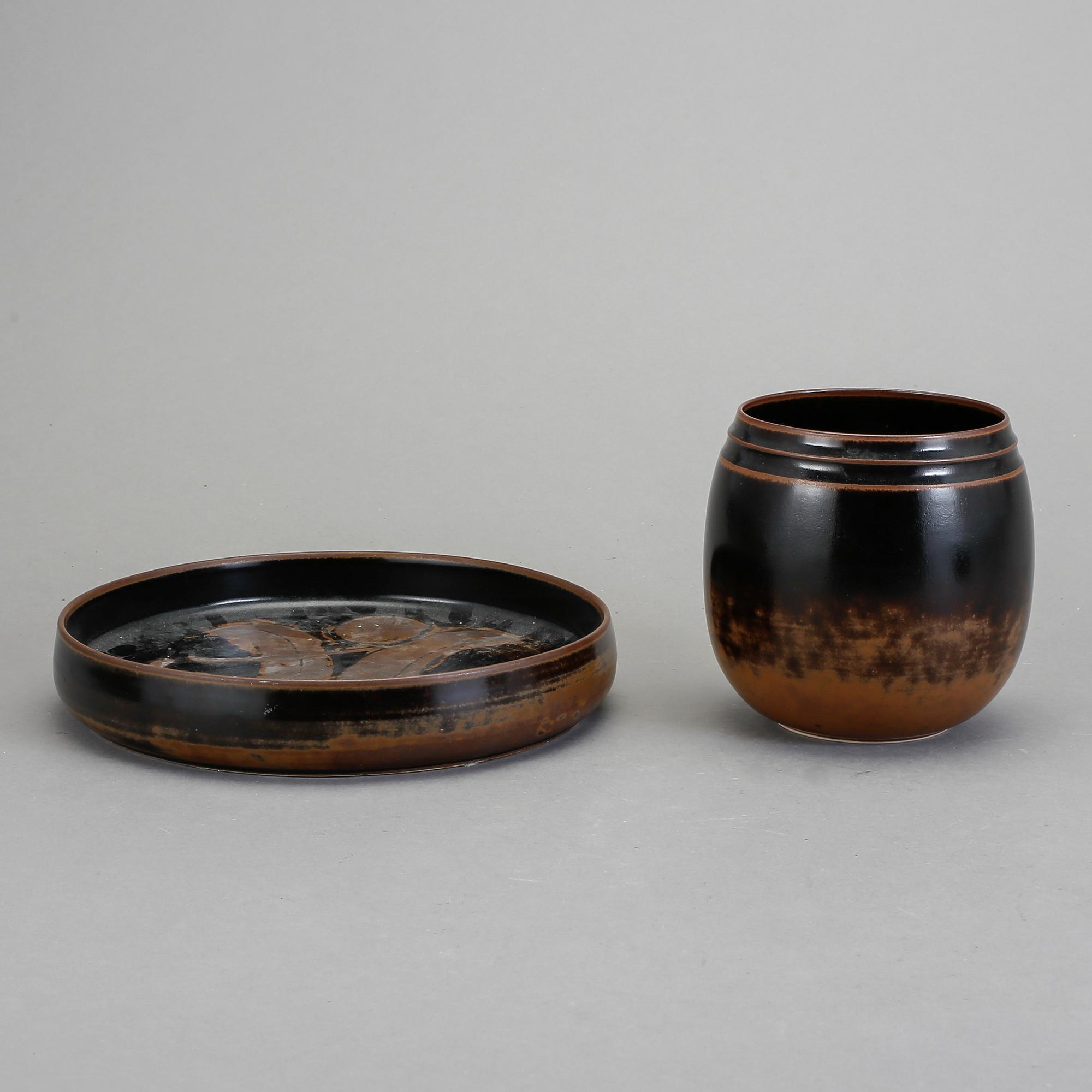 SKÅL OCH SKÅLFAT, stengods, Stig Lindberg, Gustavsberg studio 1974.