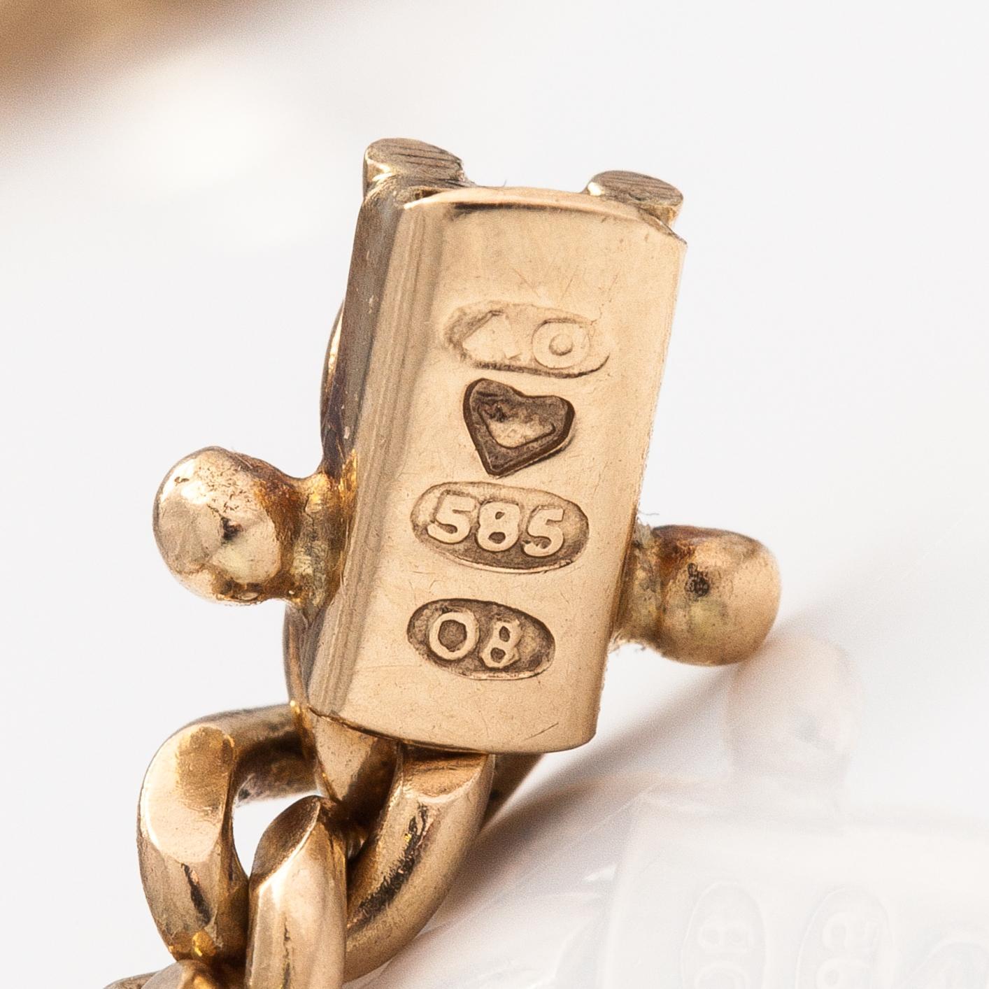 Kaulakoru, 14K kultaa. Kultaseppä Antero Ojala, Helsinki 1991.