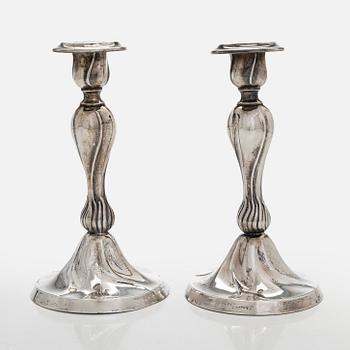 A pair of silver candle sticks, possibly Denmark / Norway, mid-20th century.