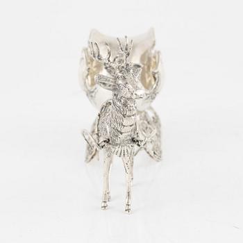 Figurin/konfektskål, silver, troligen Tyskland, svenska importstämplar, 1900-tal.