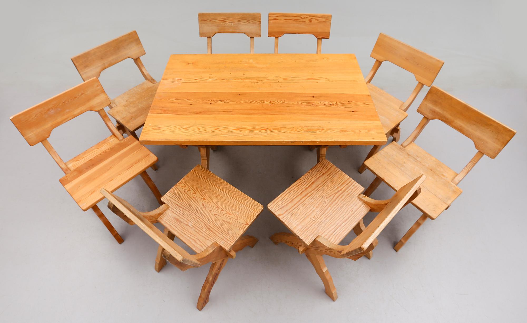 STOLAR 8 st OCH BOCKBORD, 1900-talets andra hälft.