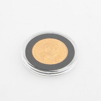 Guldmynt Norge, Oscar II 20 kr 5 Speciedaler, 1875.