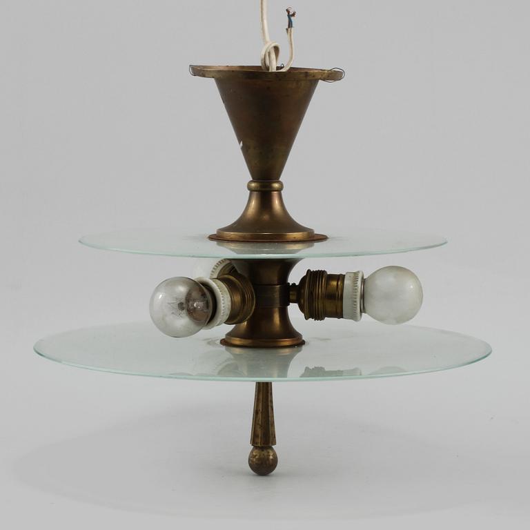 TAKLAMPA, glas, 1900-talets mitt. Diameter 35 cm.