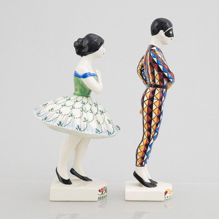 Rasmus Harboe, figurines, 2 pcs, faience, Aluminia, Denmark, early 20th Century.