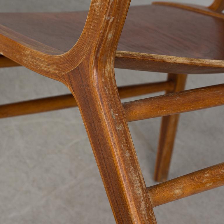 A pair of "Ax-chairs" by PETER HVIDT & ORLA MØLGAARD NIELSEN, Fritz Hansen, Denmark, 1950-60s.