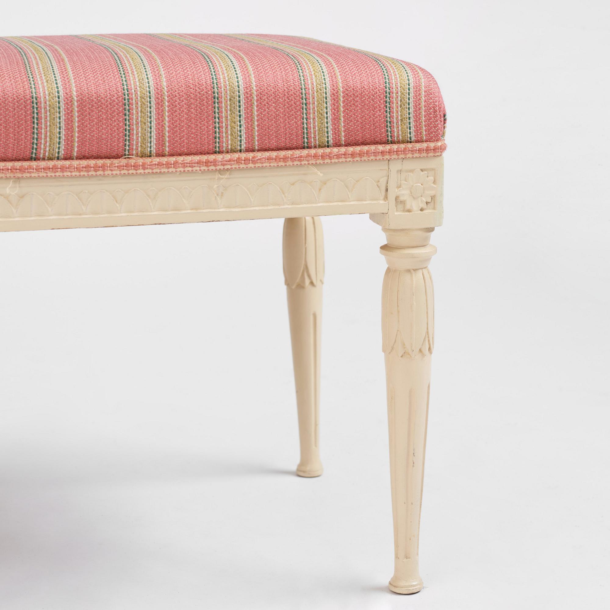 A pair of late Gustavian stools by E. Öhrmark (master in Stockholm 1777-1813).