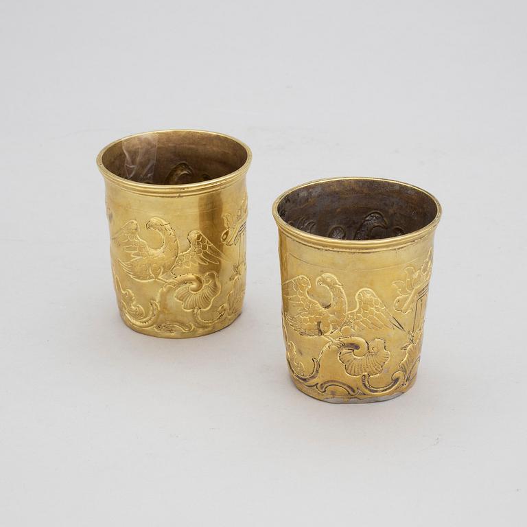 BÄGARE, mässing /Argent haché, troligen sent 1700-tal, Ryssland.