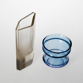 KONSTGLAS, 2 st, signerade Tapio Wirkkala, 3506 och 3322.