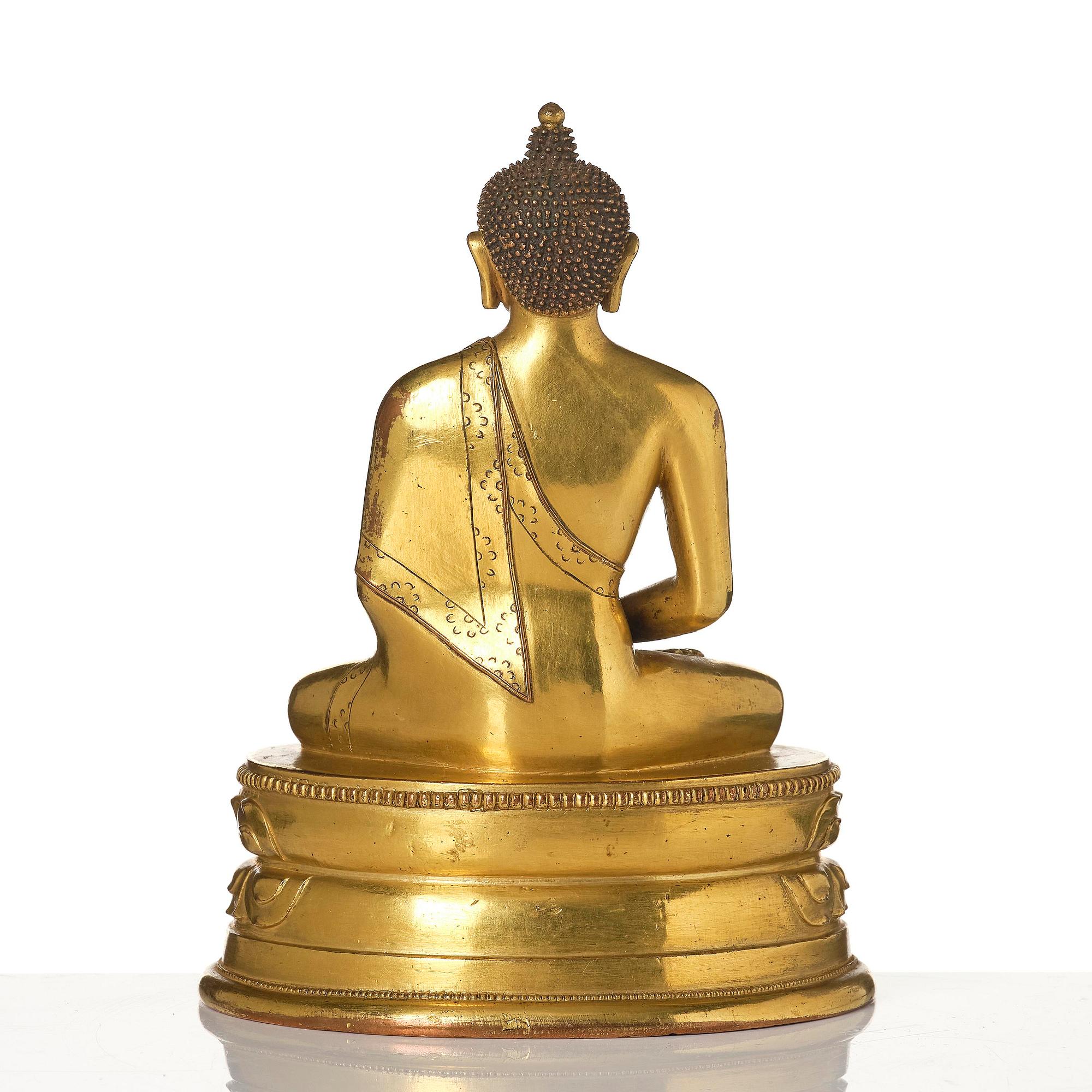 A Mongolian Gilt Bronze Figure of Buddha, Zanabazar school, 18th century.
