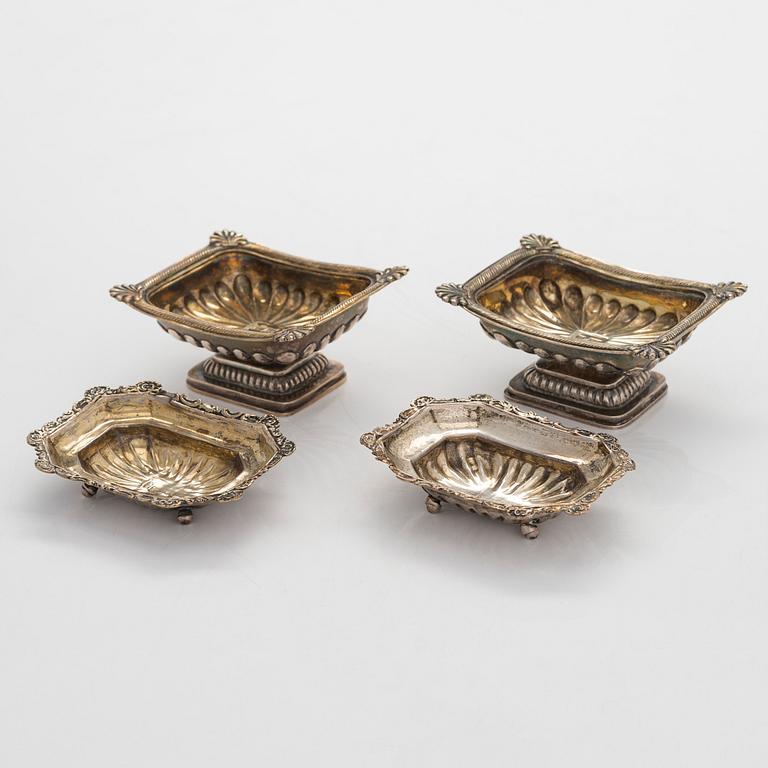 Saltkar, 2 par, silver, 1800-talets senare hälft.