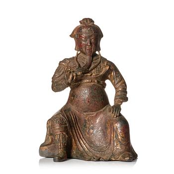 A bronze sculpture of a warrior, Ming dynasty (1368-1644).