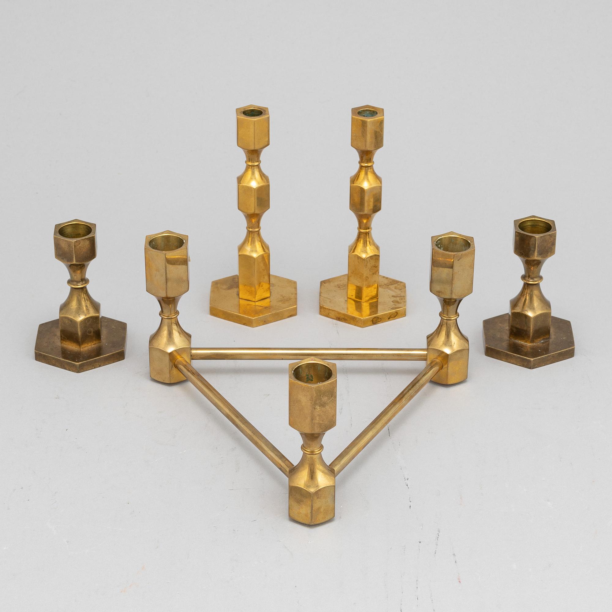 Lars Bergsten, a set of five brass candlesticks from Gusum.