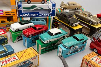 A set of 19 pcs toy cars from MÄRKLIN, MOSKVITCH, POLITOYS and NOREV, second half of the 20th century.
