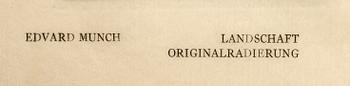 EDVARD MUNCH, drypoint, unsigned.