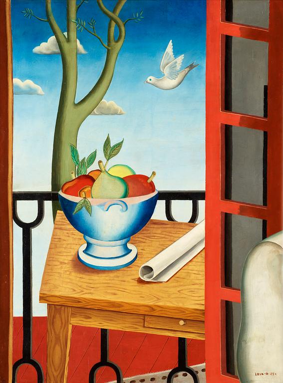 Erik Olson, "Fruktskål på bord" (Fruitbowl on table).