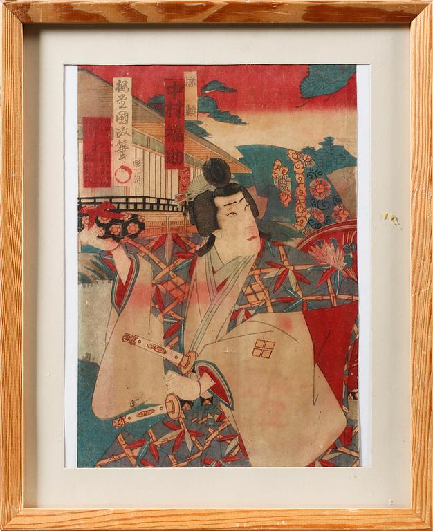 JAPANSKA TRÄSNITT, 3 st, 1800-tal.