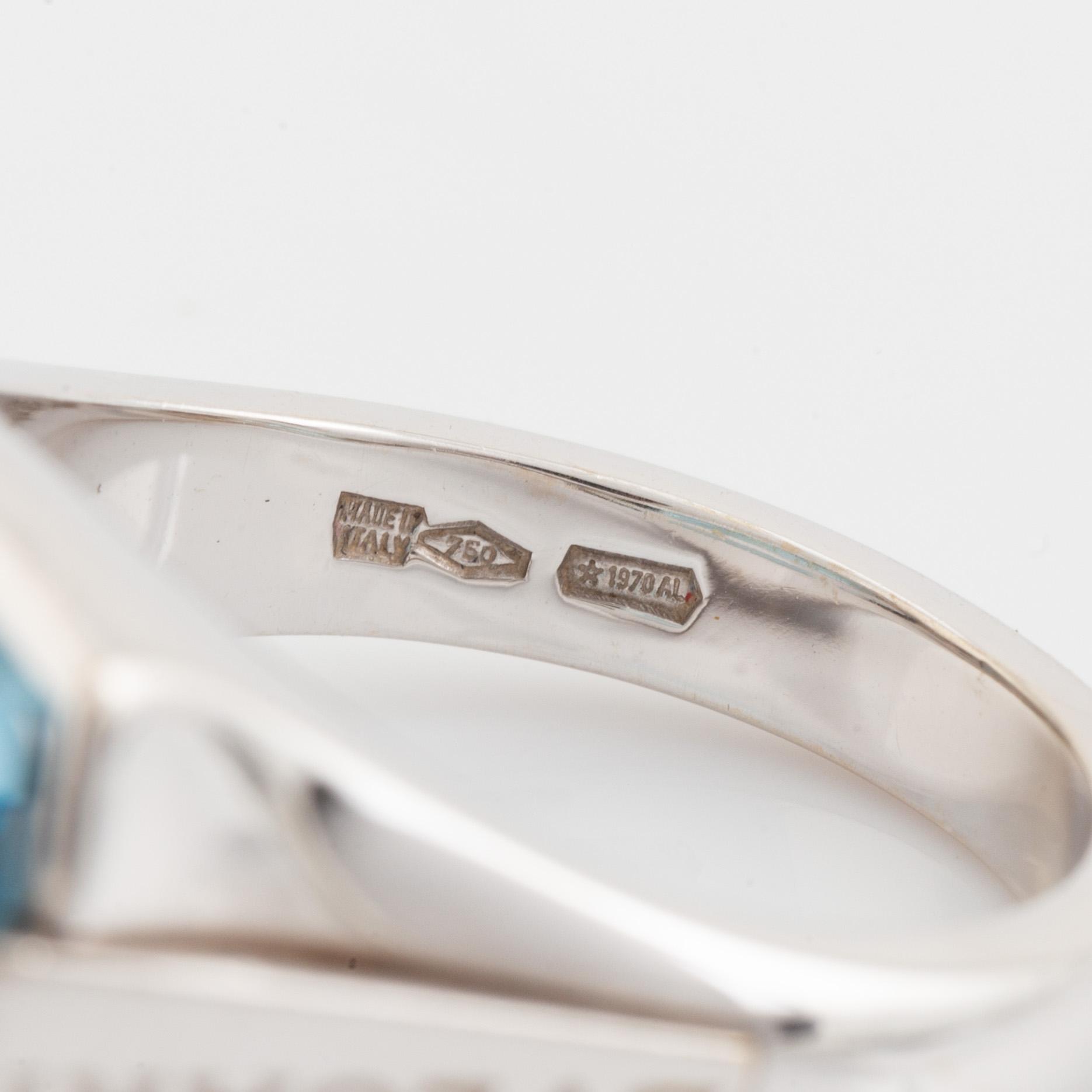 Bulgari, 18K white gold and blue topaz ring.