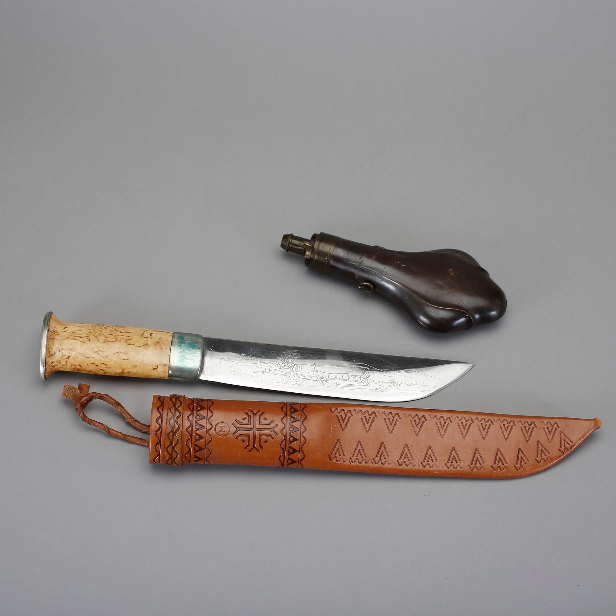 KNIV samt KRUTHORN, 1800/1900-tal.