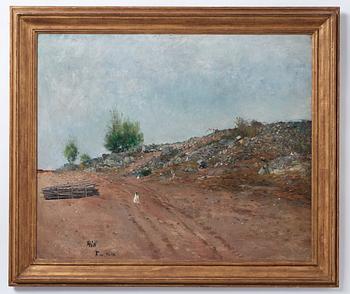 Carl Fredrik Hill, "Väg med sittande hund, Fontainebleau".