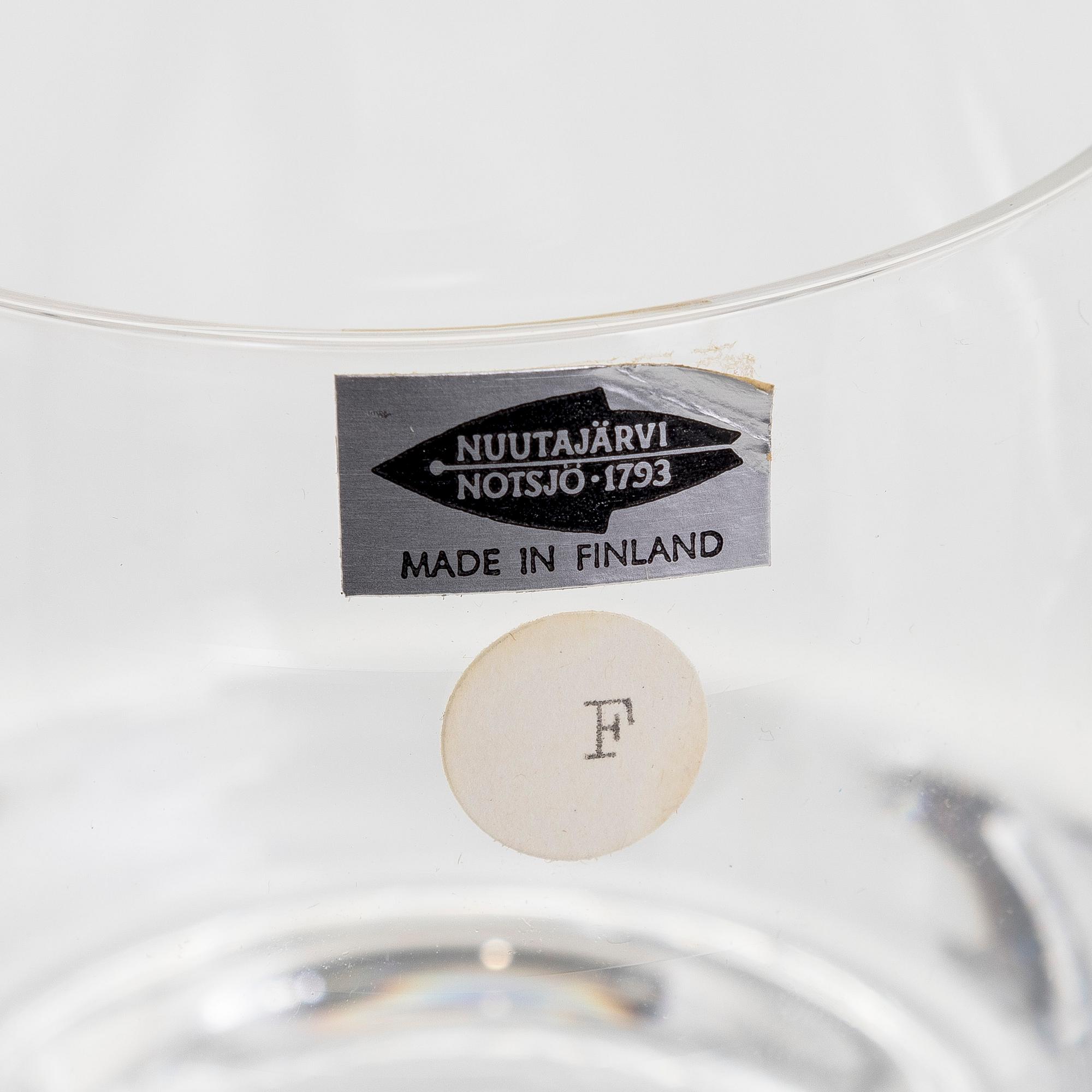 Oiva Toikka, a 59-piece "Tynnyri 2763" glass service, Nuutajärvi. In production 1964-1971.