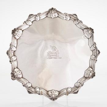 A George III sterling silver salver, London 1770. Maker's mark I.C,  possibly of John Carter II.