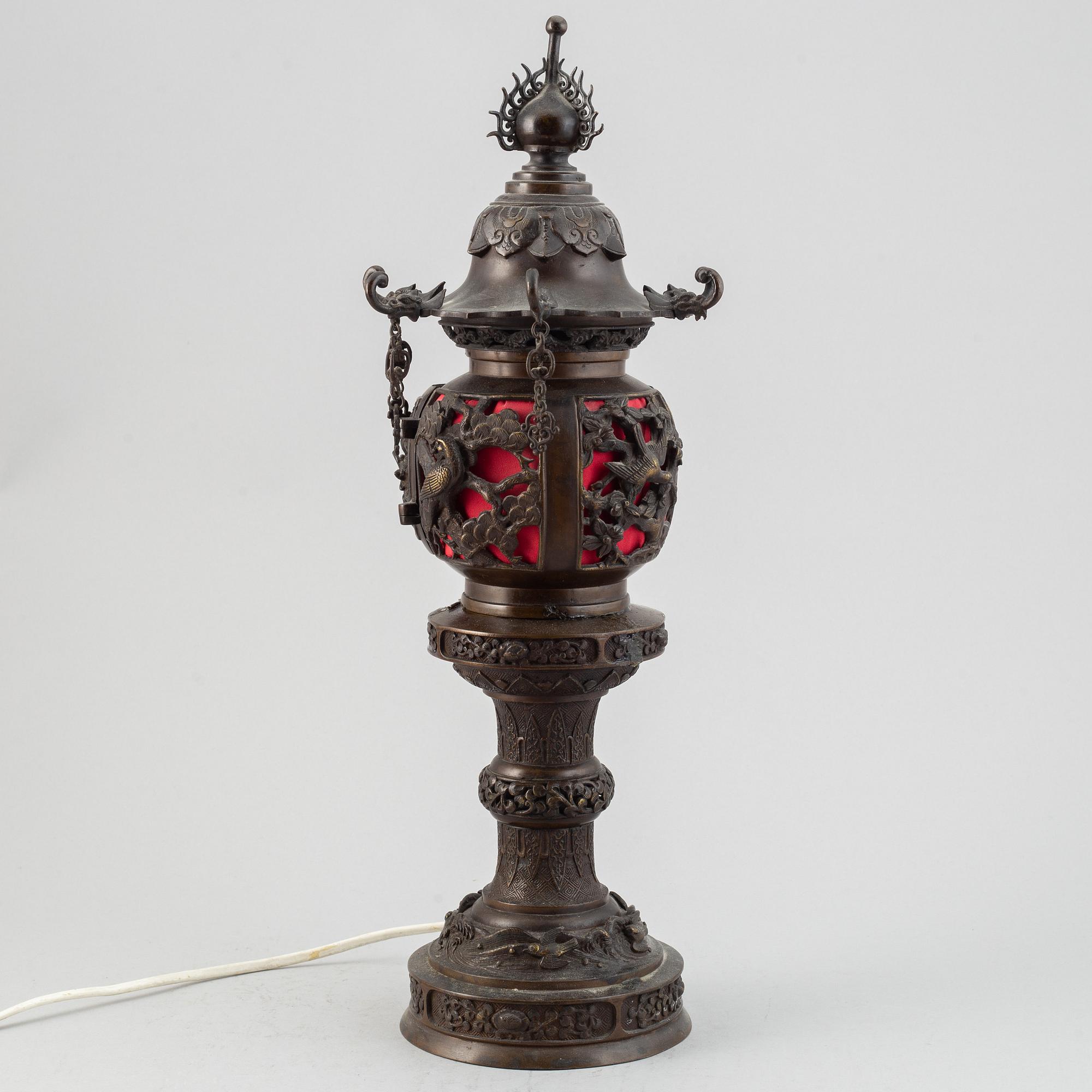 A Japanese bronze lantern, circa 1900.