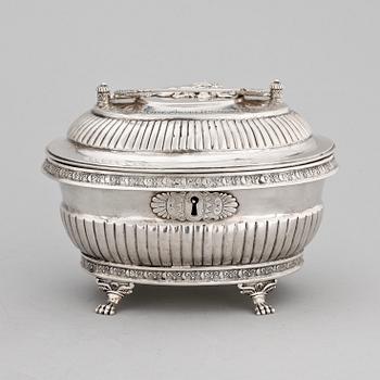 SOCKERSKRIN, silver, empire, Claes Christian Carlén Borås 1847. Vikt ca 430 gram.