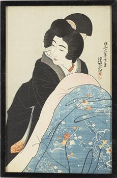 Ito Shinsui, after, a woodblock print in colours, mid 20th Century.